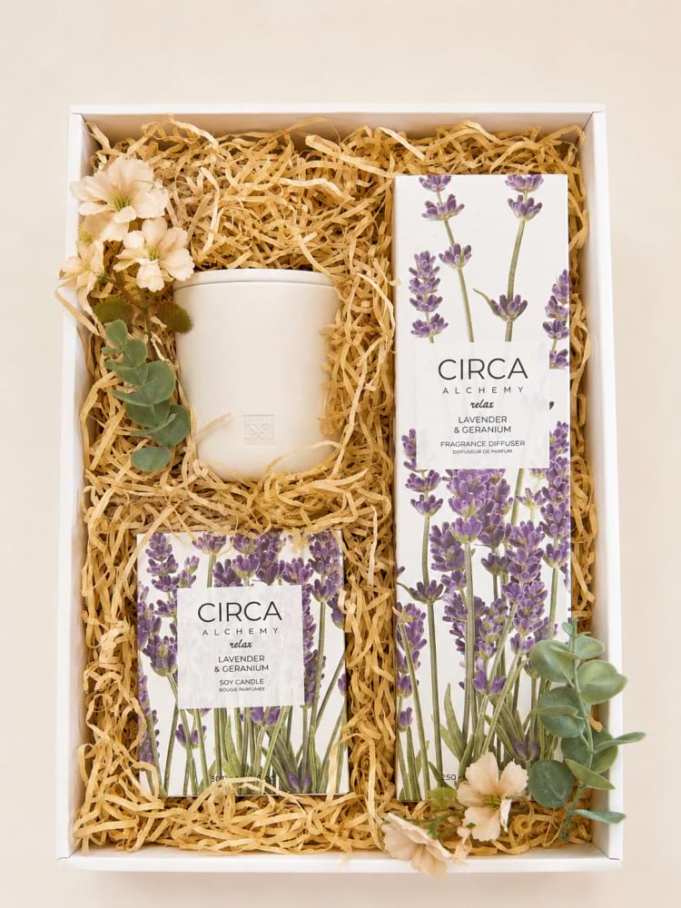 Circa Alchemy Lavender Hamper - candle and diffuser gift hamper